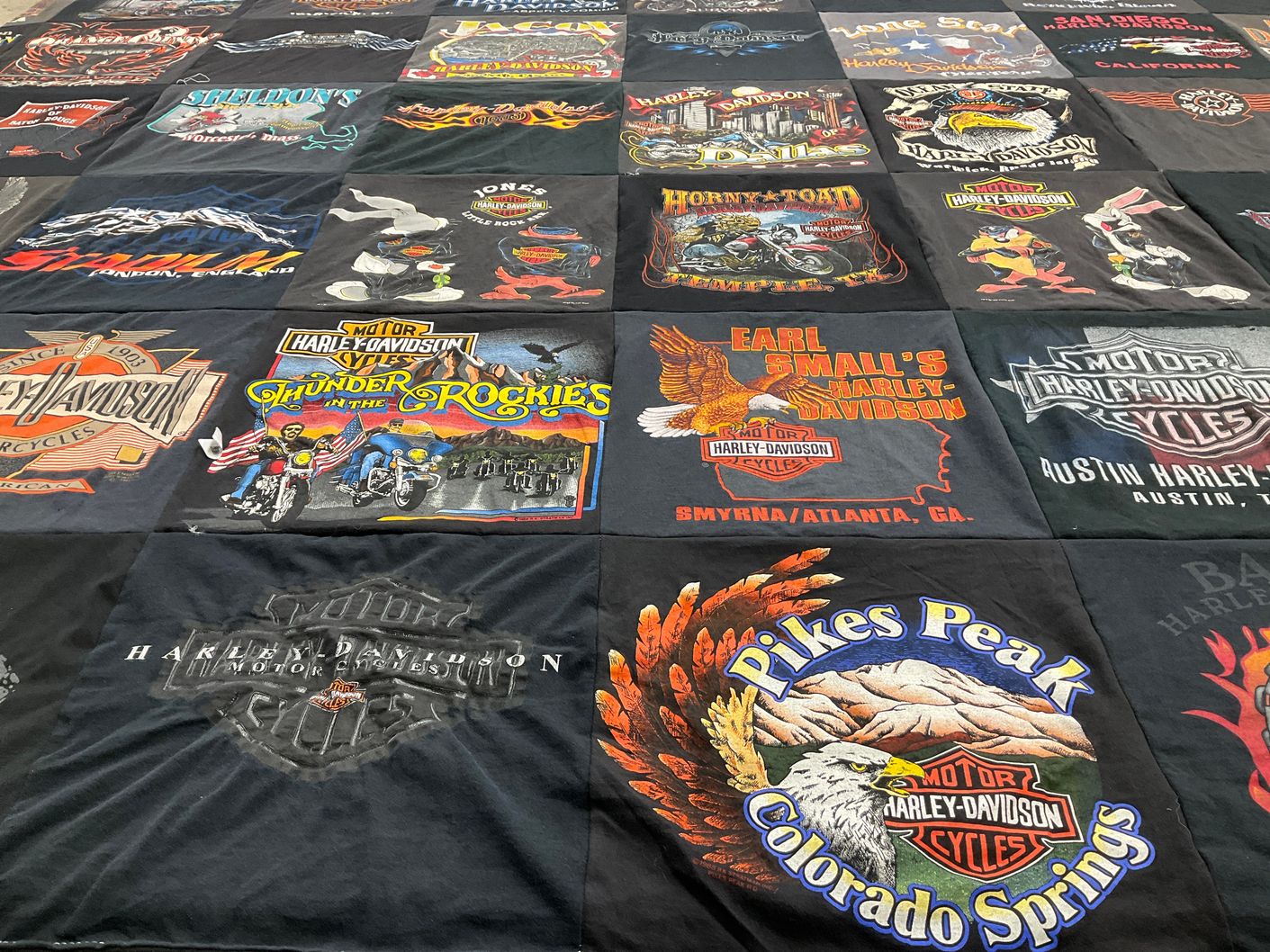 T-shirt quilt with motorcycles, biking themes by JOHN from TX