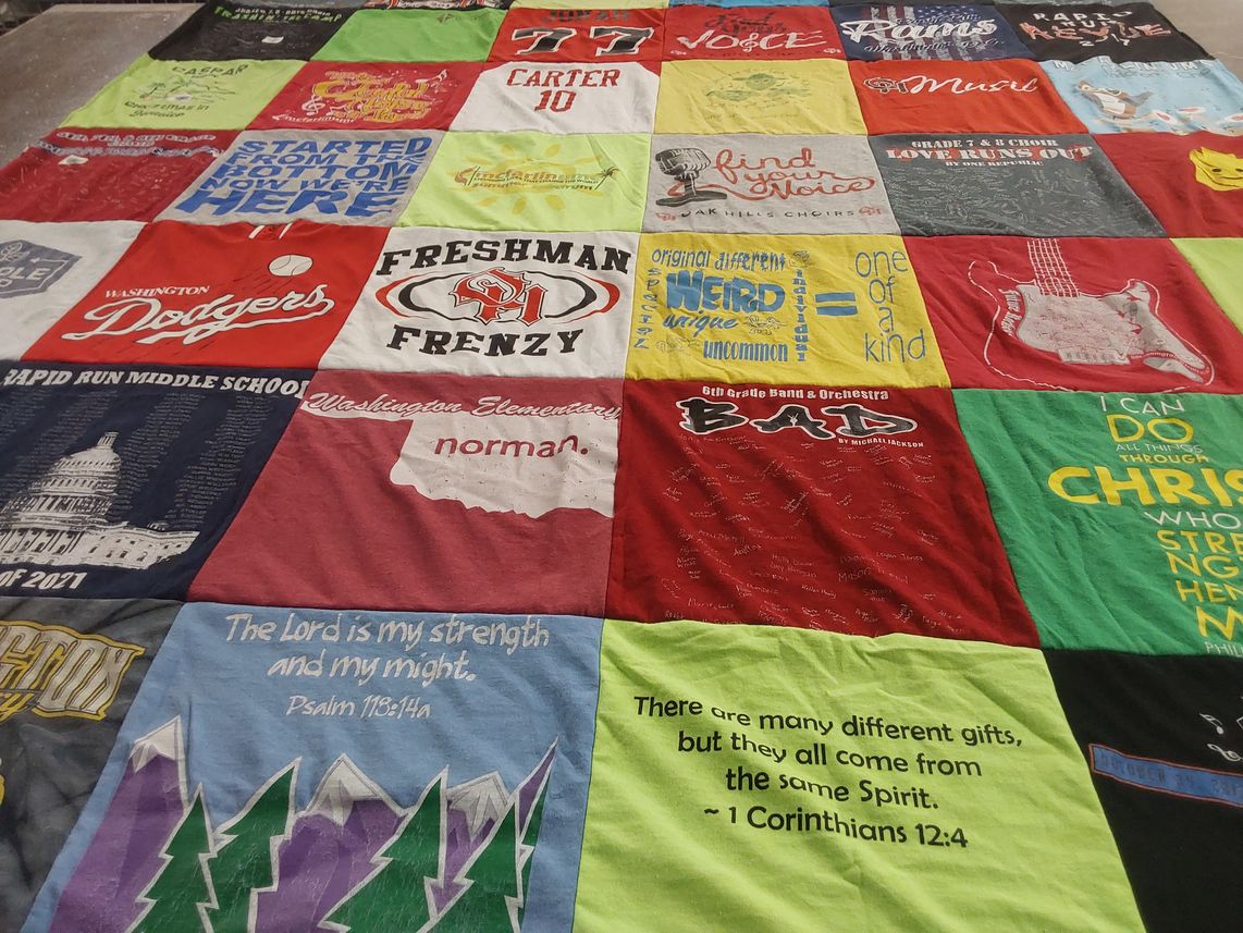 T-shirt quilt from washington elementary school, rapid run middle school by Elizabeth from OH