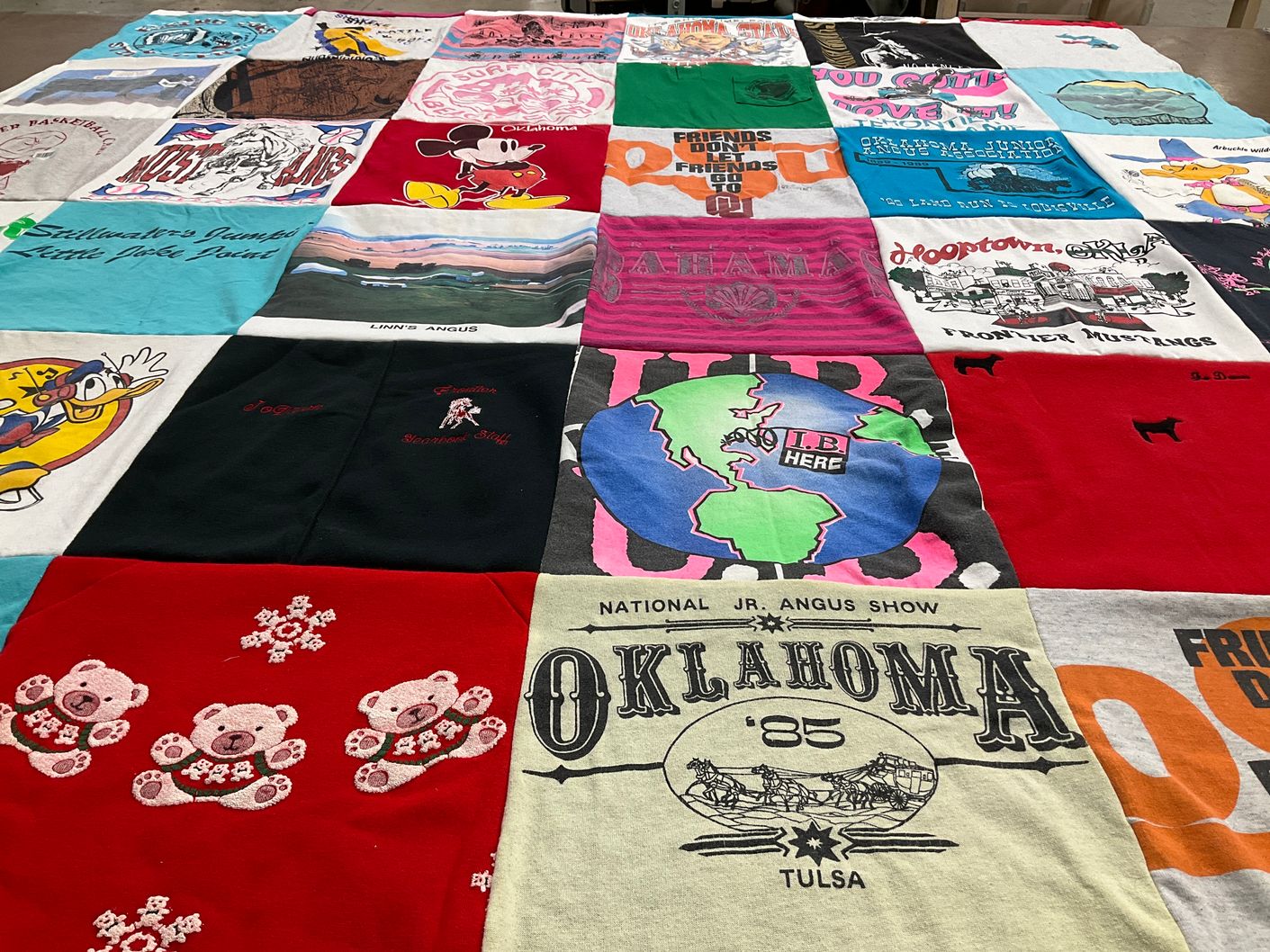 T-shirt quilt with animals, travel themes by Burdettya from OK