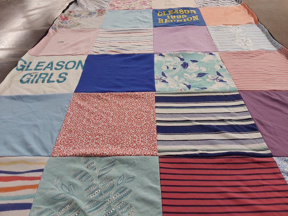 T-shirt quilt with reunion, social themes by Patricia from MA