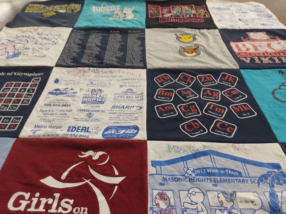T-shirt quilt featuring viking hockey team by Russchelle from MI