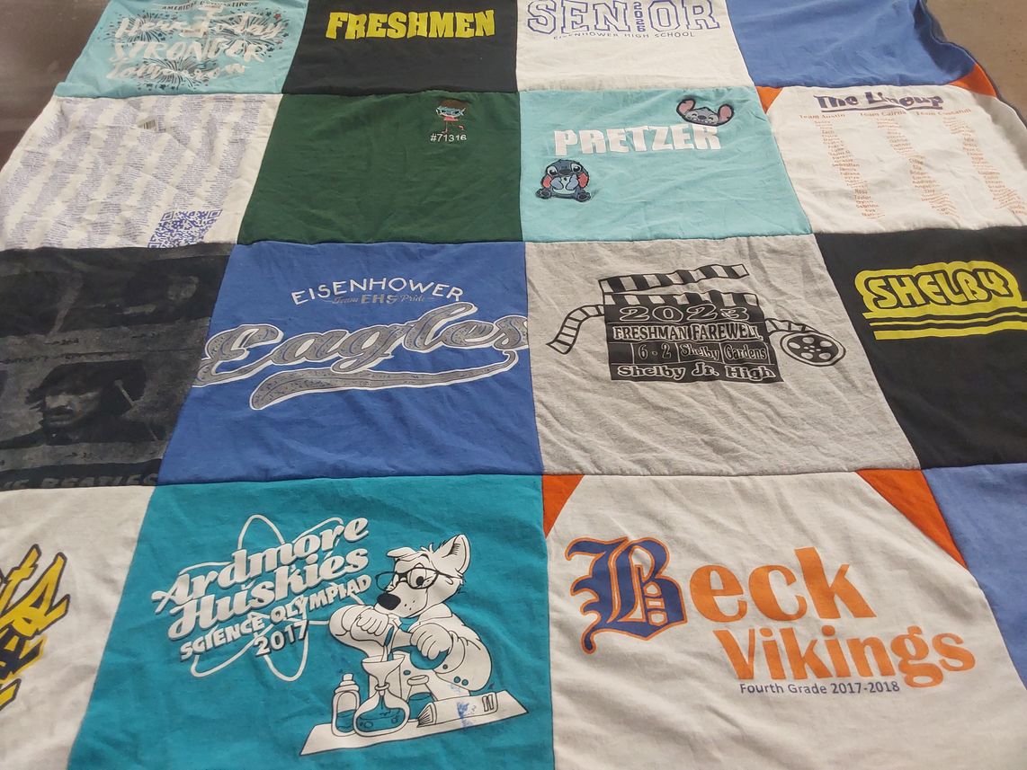 T-shirt quilt featuring eisenhower eagles, ardmore huskies by Russchelle from MI