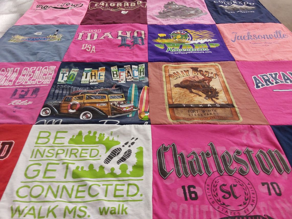 T-shirt quilt with travel, beach themes by Theresa from MD