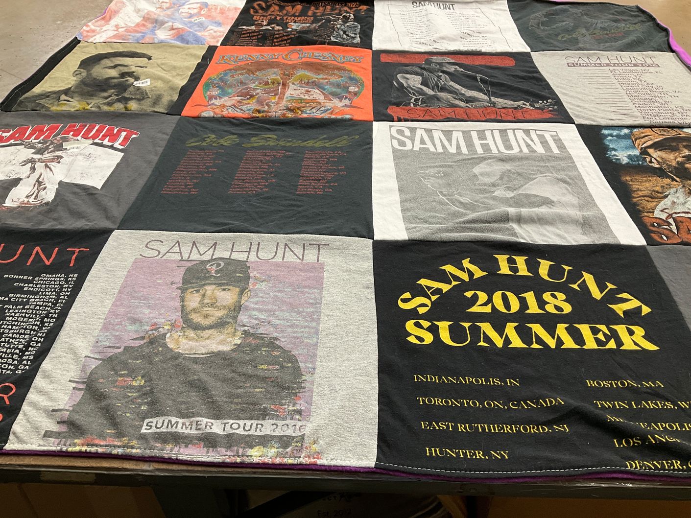 T-shirt quilt with country music themes by Crystal from MA