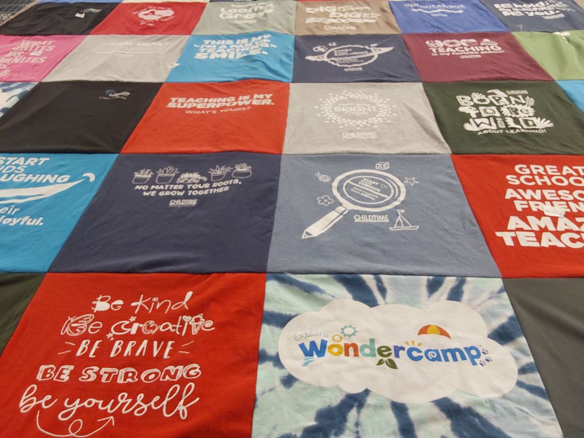 T-shirt quilt with teaching, education themes by Terilyn from CA