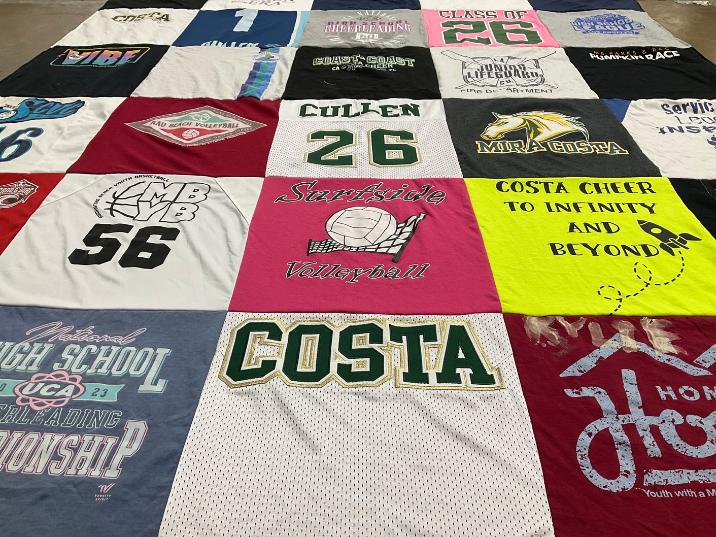 T-shirt quilt from mira costa high school, costa high school by Marcie from CA