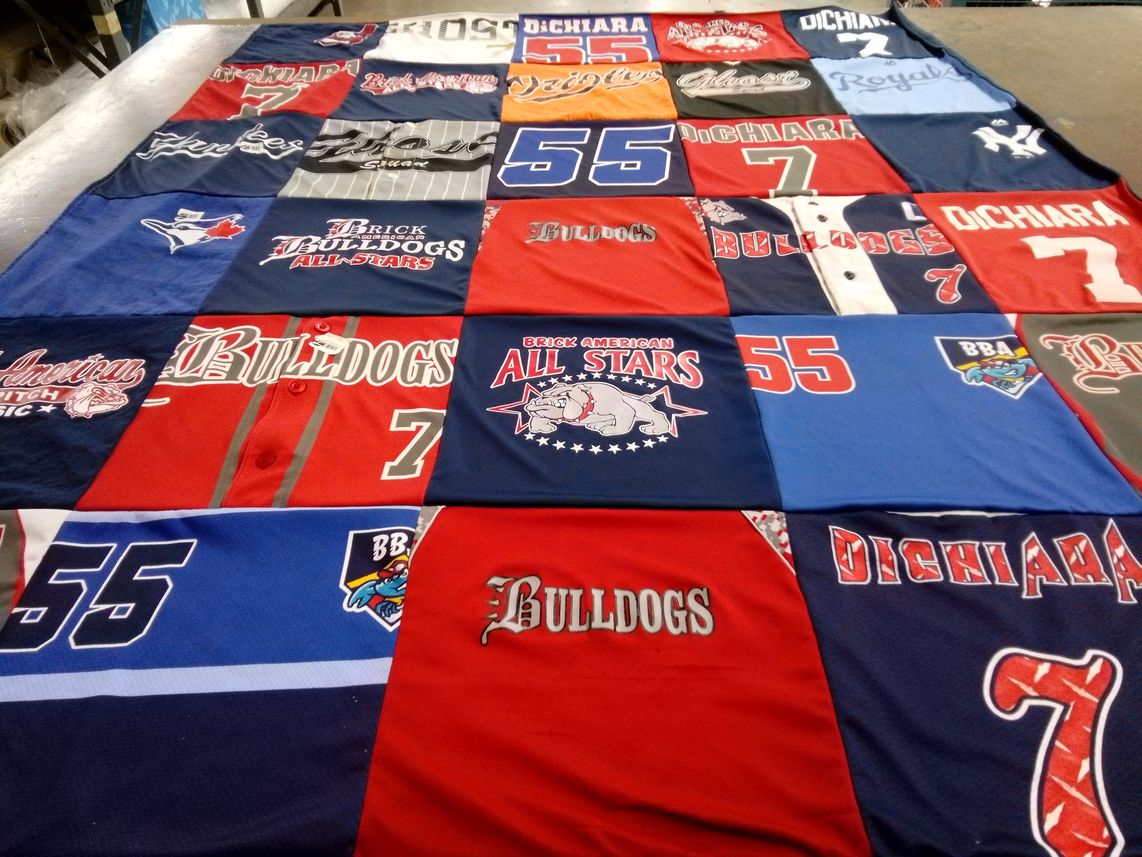 T-shirt quilt featuring brick bulldogs all stars by Shayna from NJ