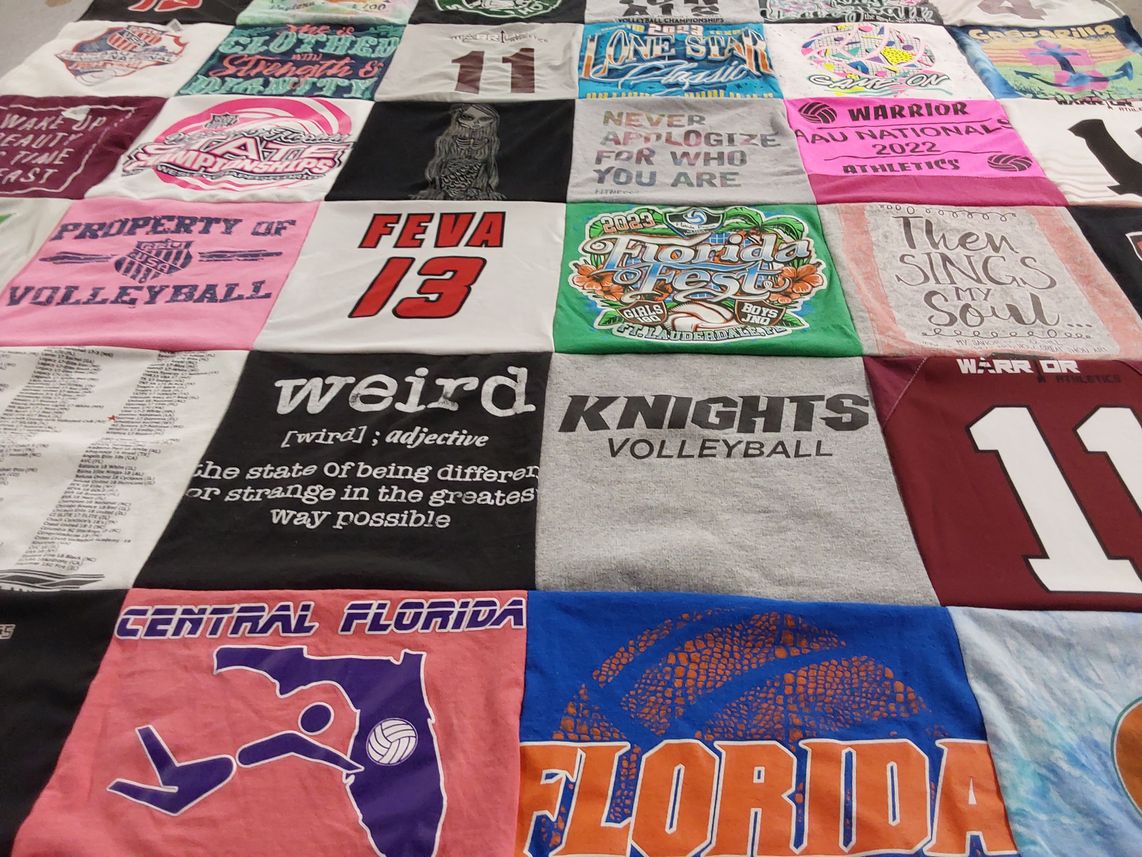 T-shirt quilt featuring knights volleyball by Maria from FL