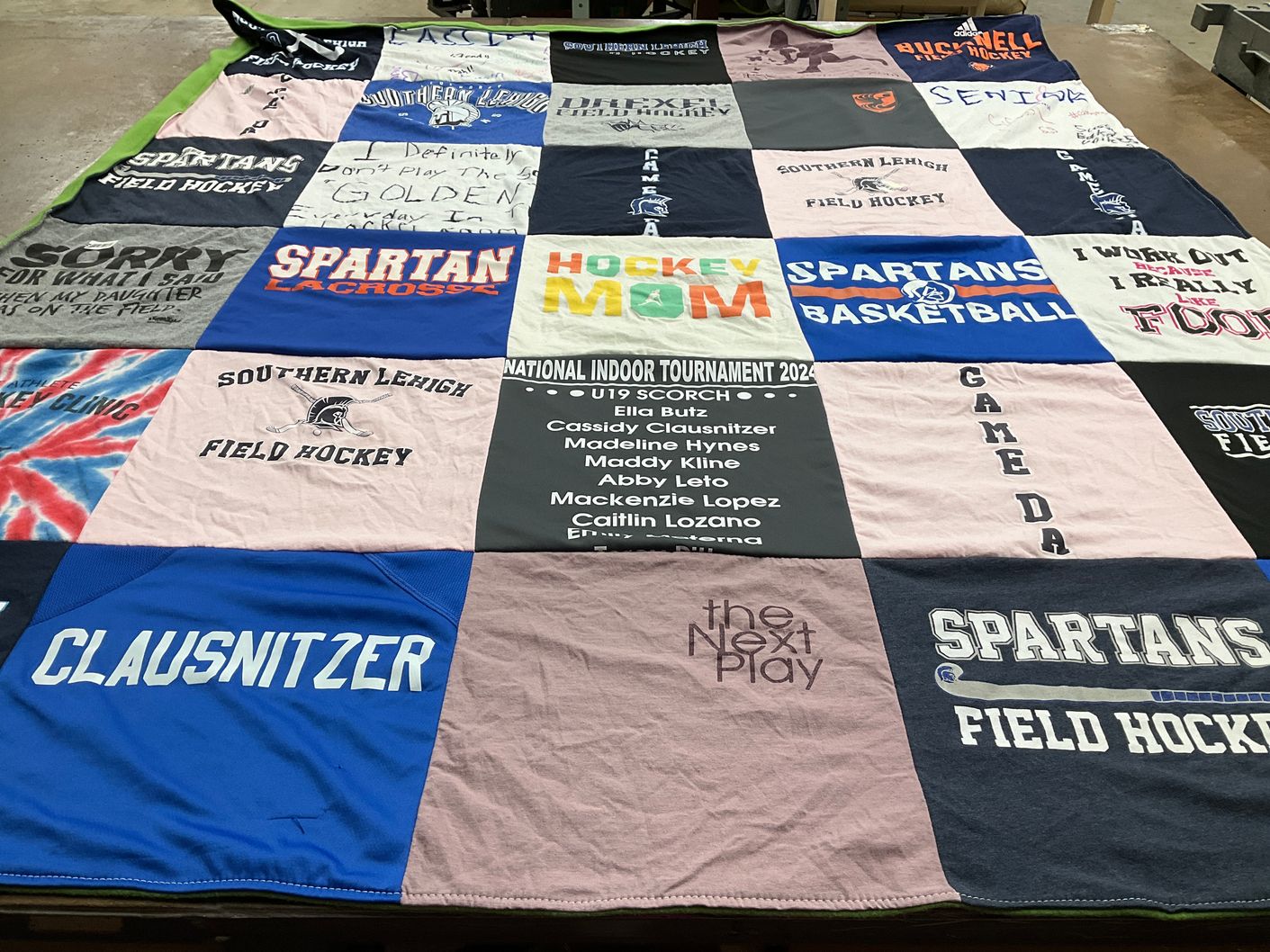 T-shirt quilt featuring spartans field hockey, spartans basketball by Beth from PA