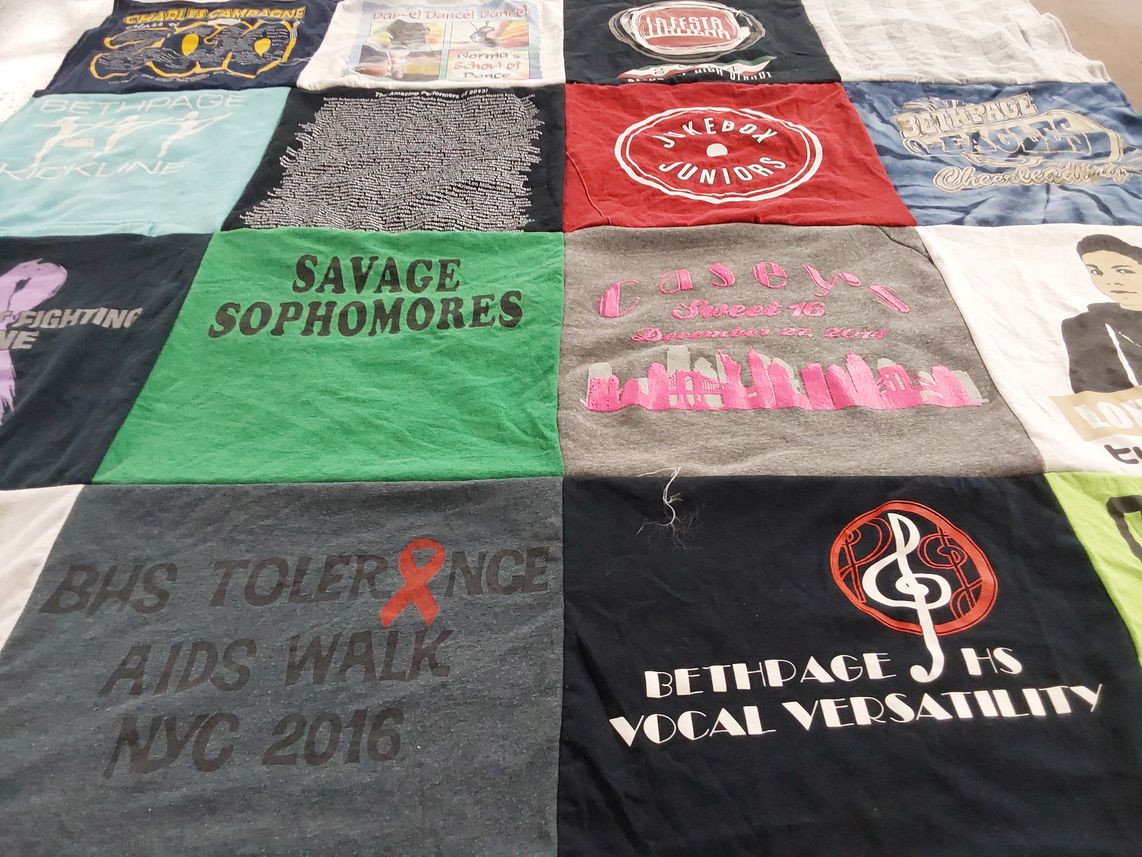 T-shirt quilt from bethpage high school by Jeanette from NY