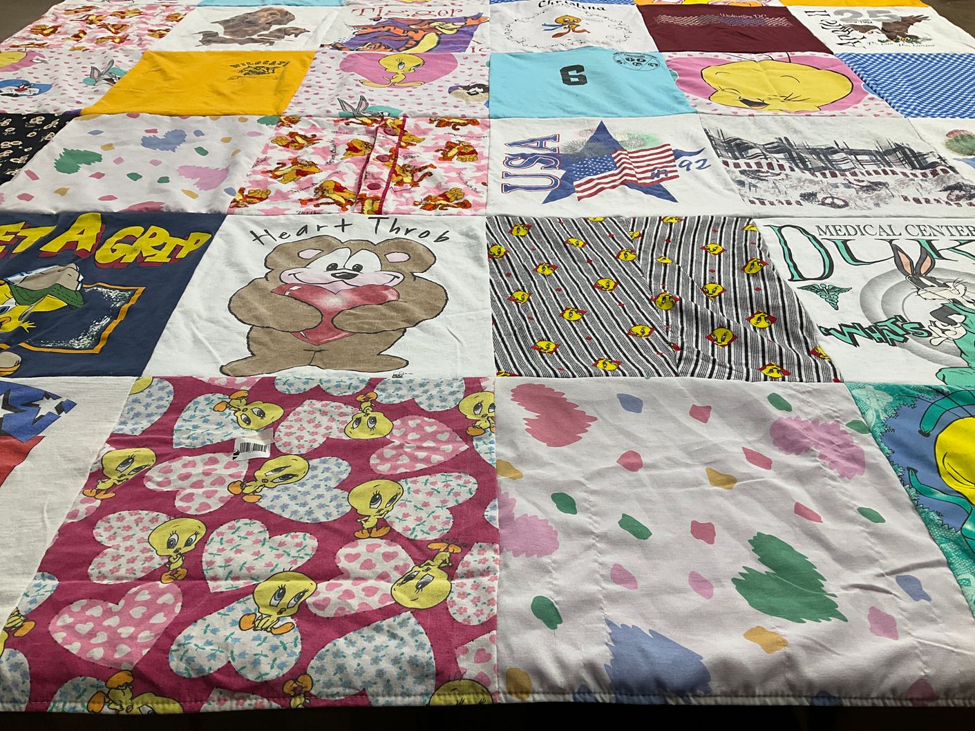 T-shirt quilt with cartoons, animation themes by Sharon from VA