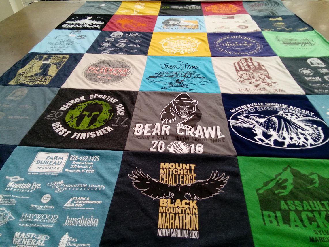 T-shirt quilt with sports, marathons themes by Joshua from NC