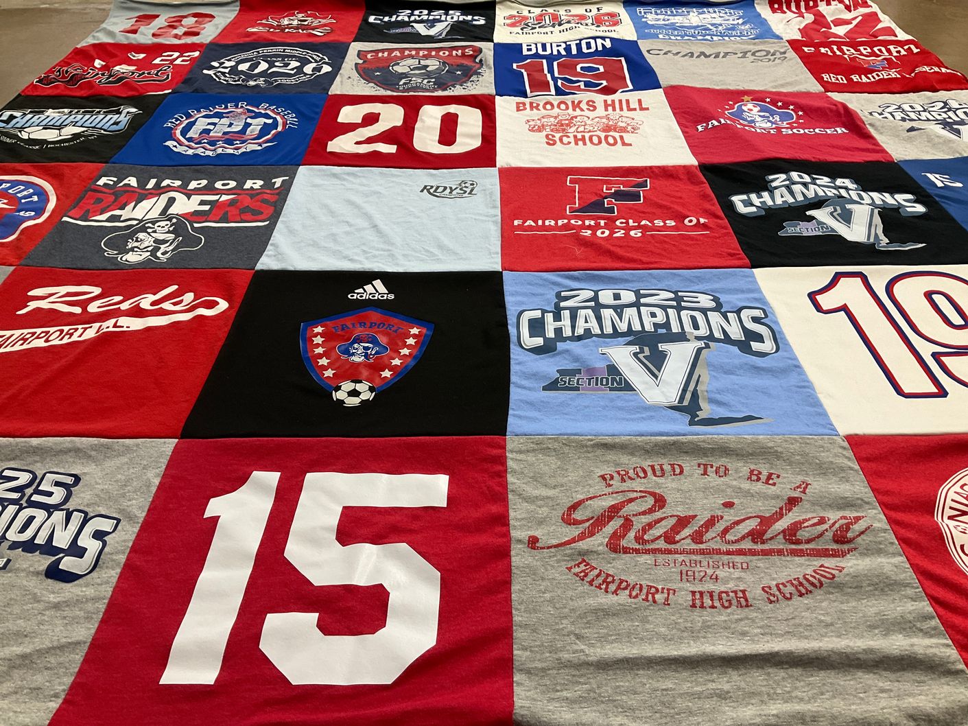 T-shirt quilt featuring fairport raiders by Mom from NY