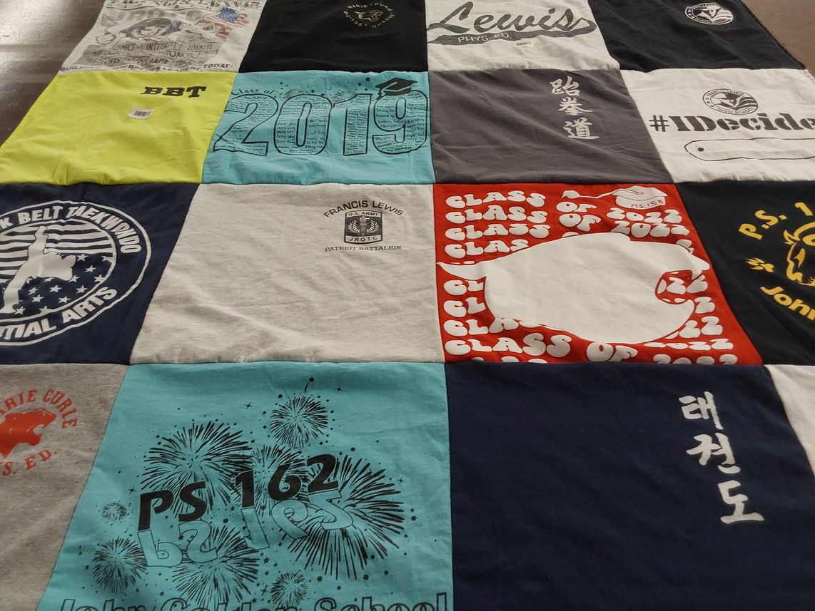T-shirt quilt from francis lewis high school, john f. kennedy high school by Jin from NY