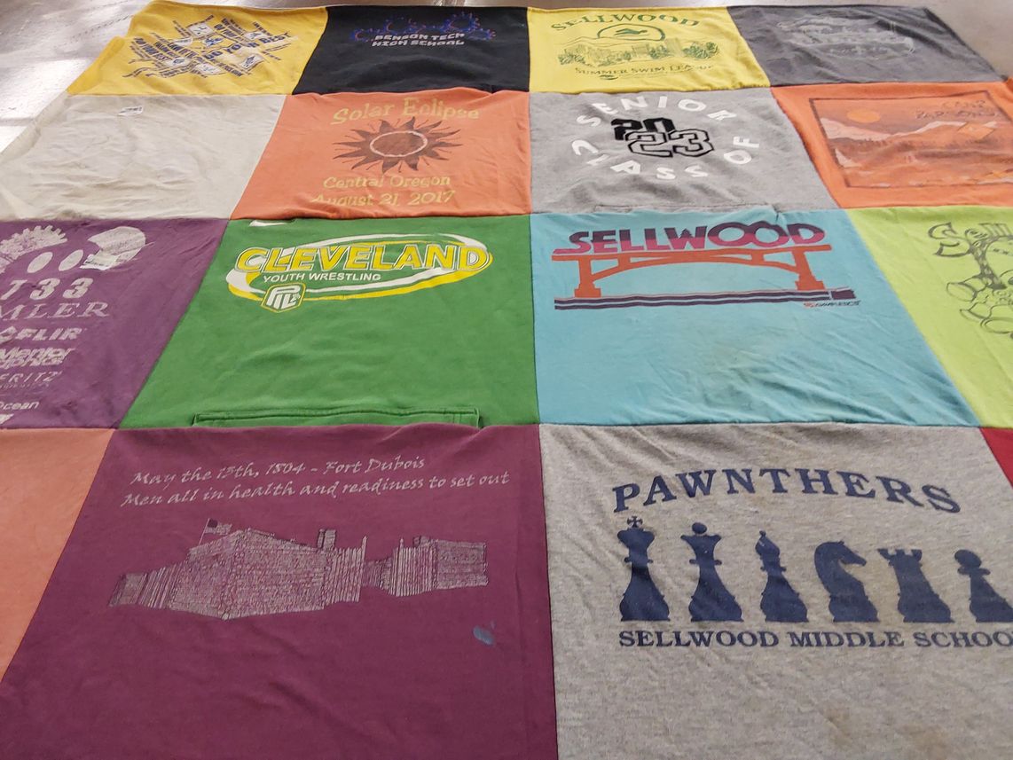T-shirt quilt featuring cleveland youth wrestling, sellwood swim team by Liam from OR