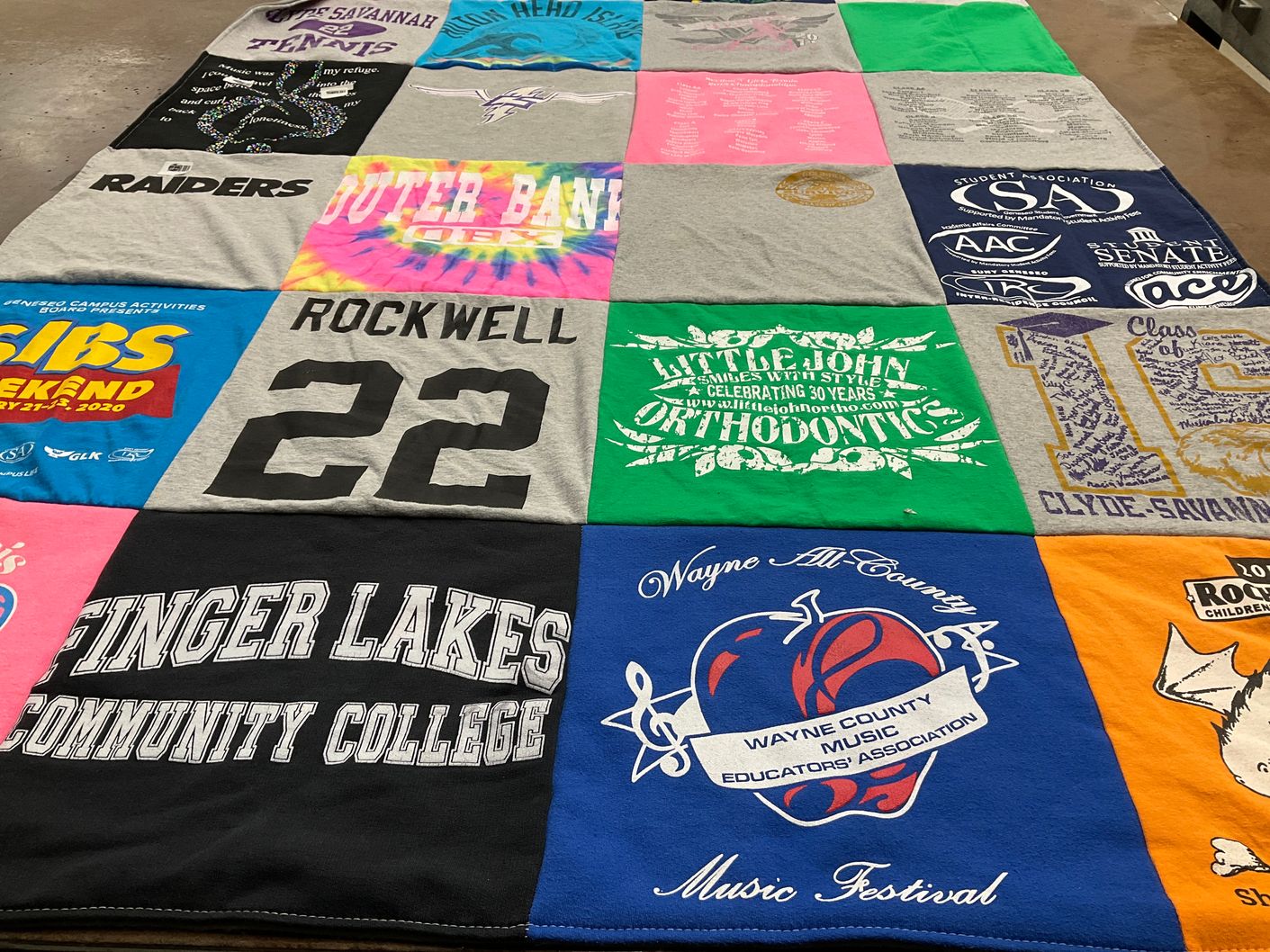 T-shirt quilt from finger lakes community college by Kim from NY