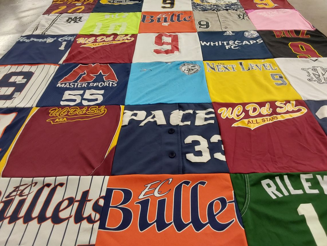 T-shirt quilt featuring university of california, del sol all stars, ec bullets by Kelsey from CA