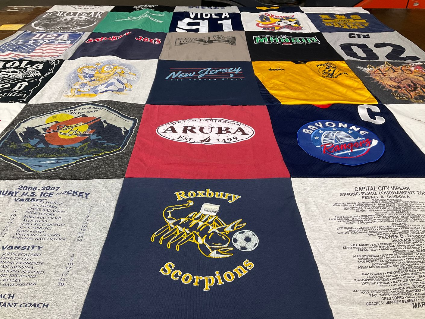 T-shirt quilt featuring bayonne rangers by Roseann from NJ