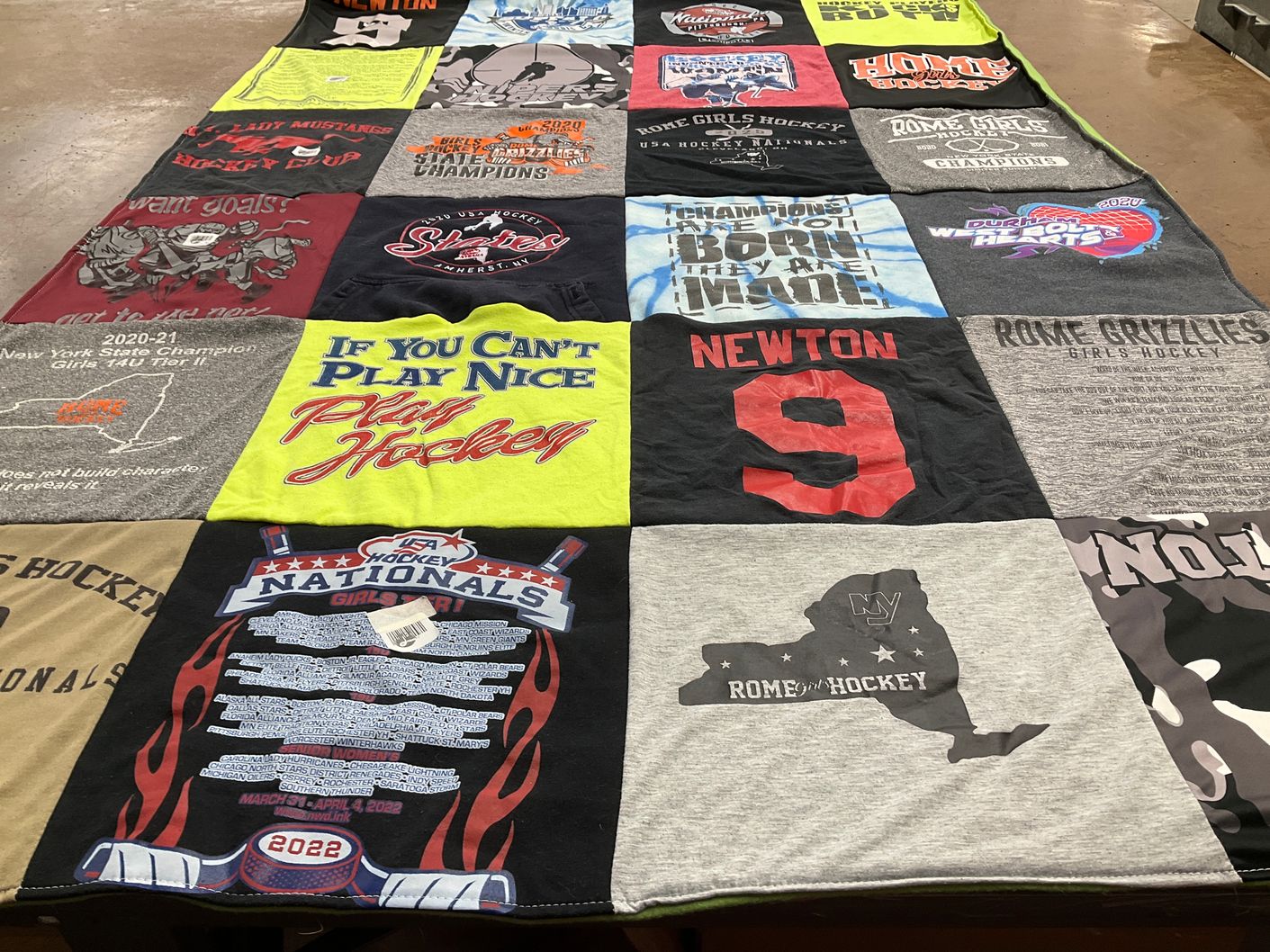 T-shirt quilt featuring rome grizzlies girls hockey by Melissa from FL