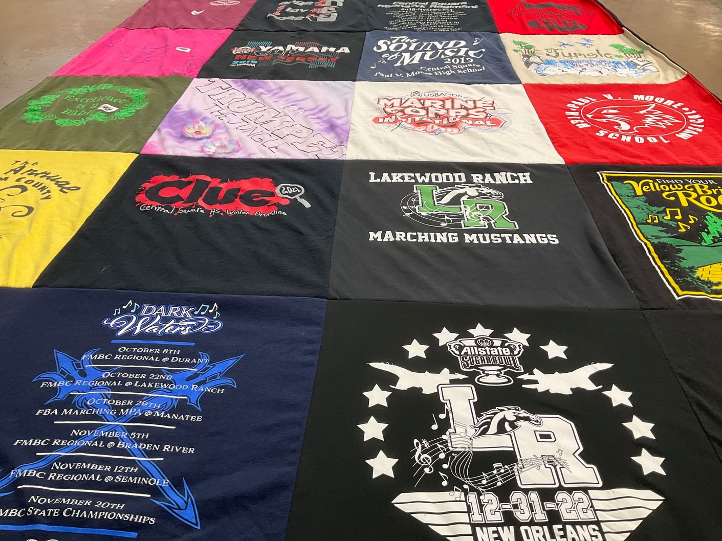 T-shirt quilt featuring lakewood ranch marching mustangs by Melissa from FL