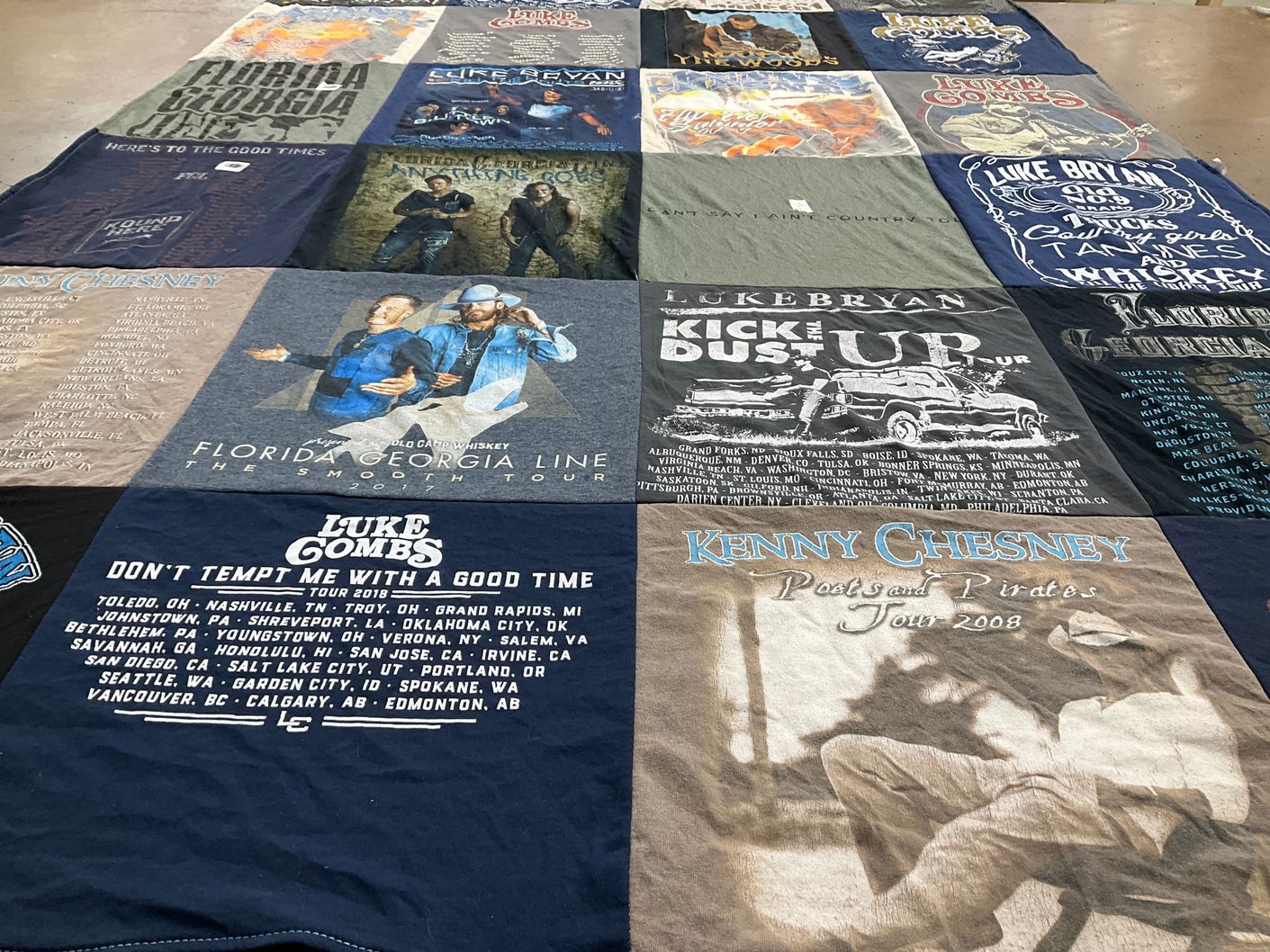 T-shirt quilt with country music themes by Michelle from FL