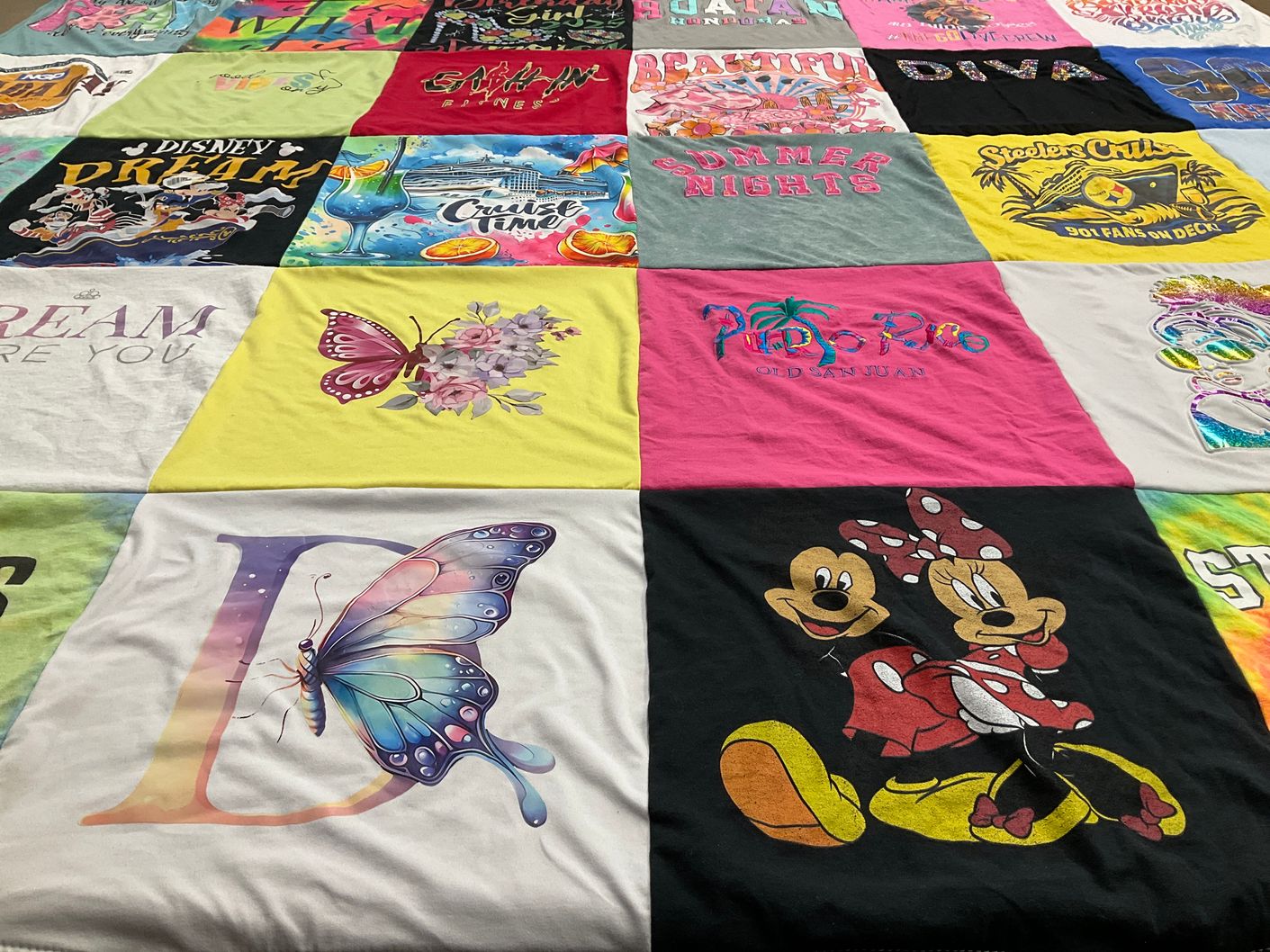T-shirt quilt with disney, cruises themes by Lila from NV