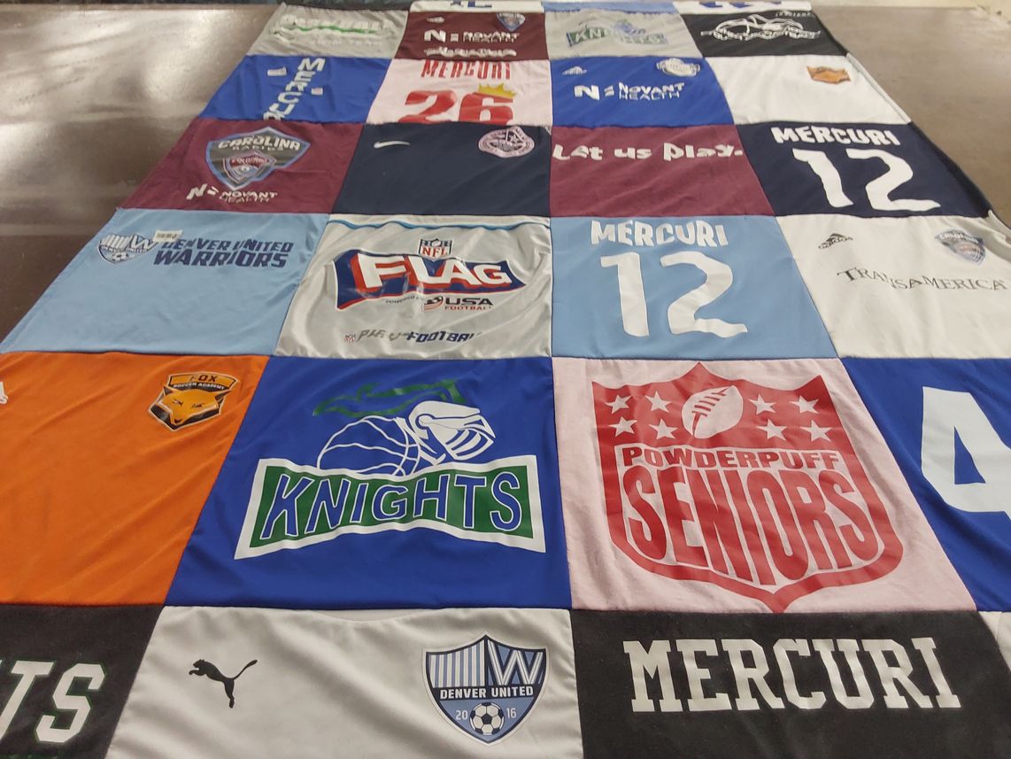T-shirt quilt featuring denver united, carolina warriors by Stacey from NC