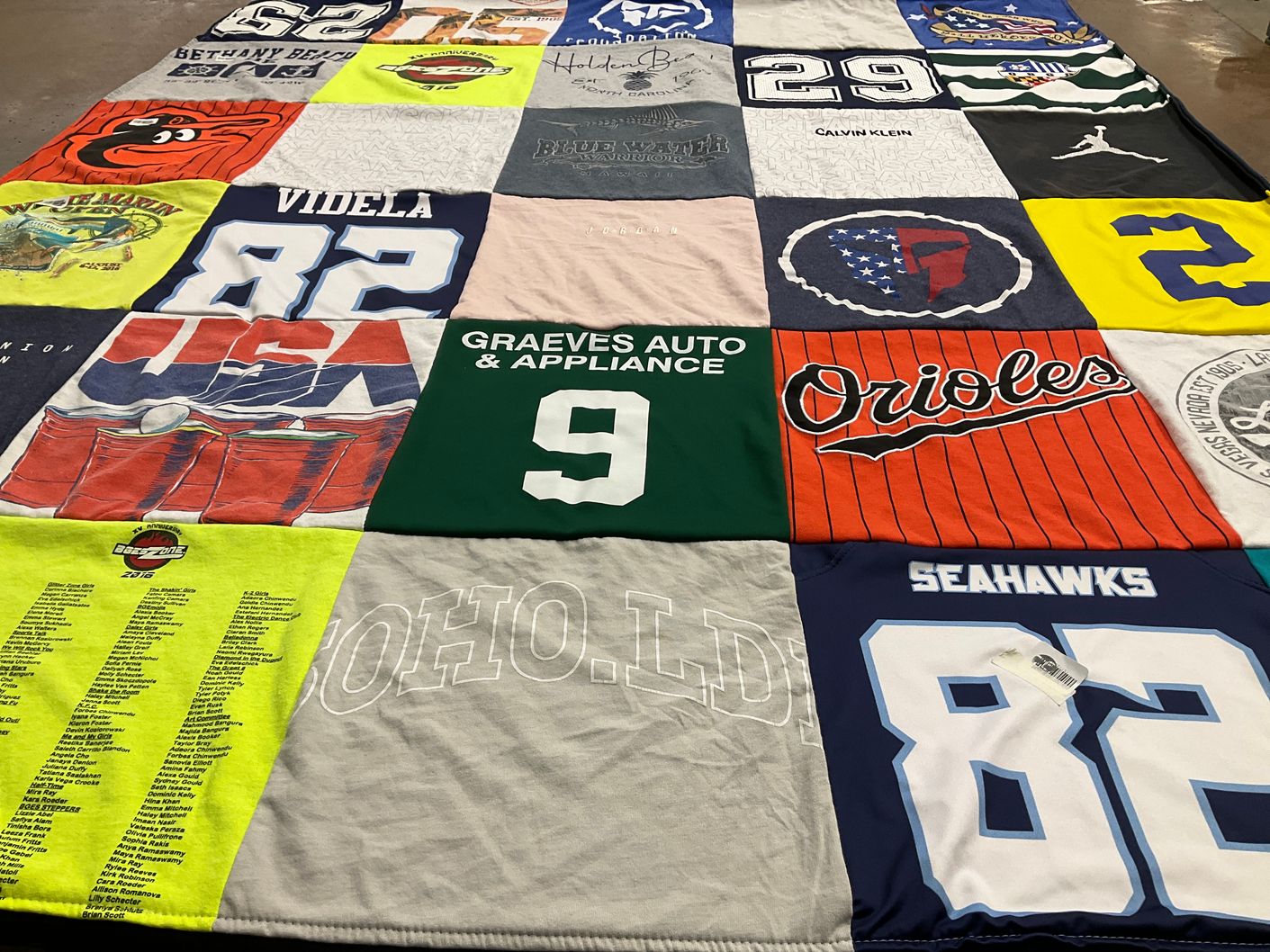 T-shirt quilt featuring seattle seahawks, baltimore orioles by Aime from MD