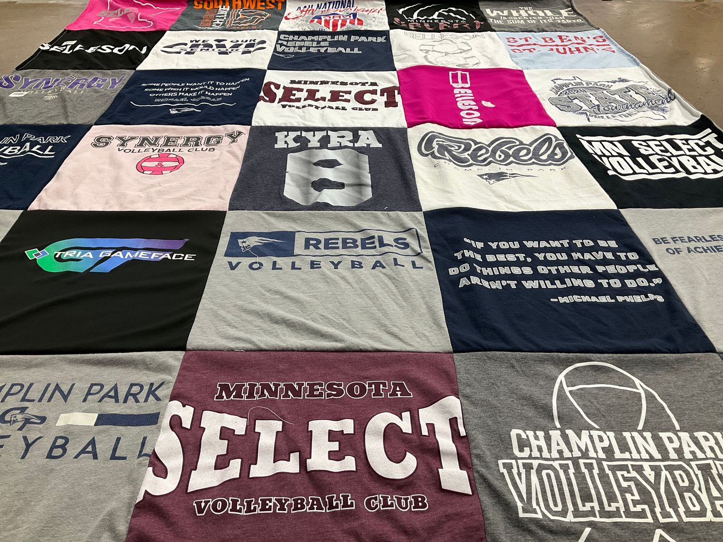 T-shirt quilt featuring champin park volleyball, minnesota select volleyball by Anna from MN