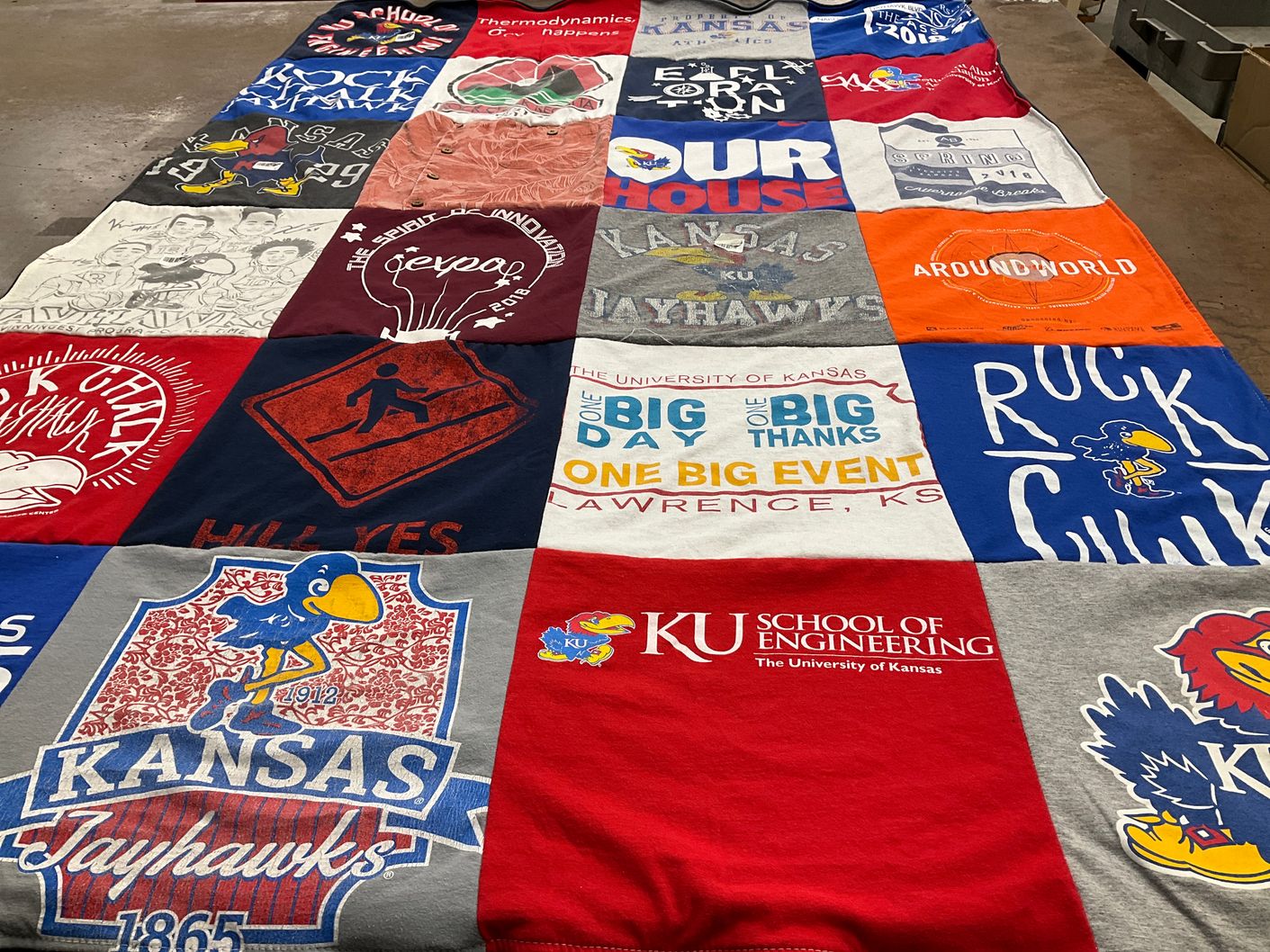 T-shirt quilt featuring kansas jayhawks by June from AZ