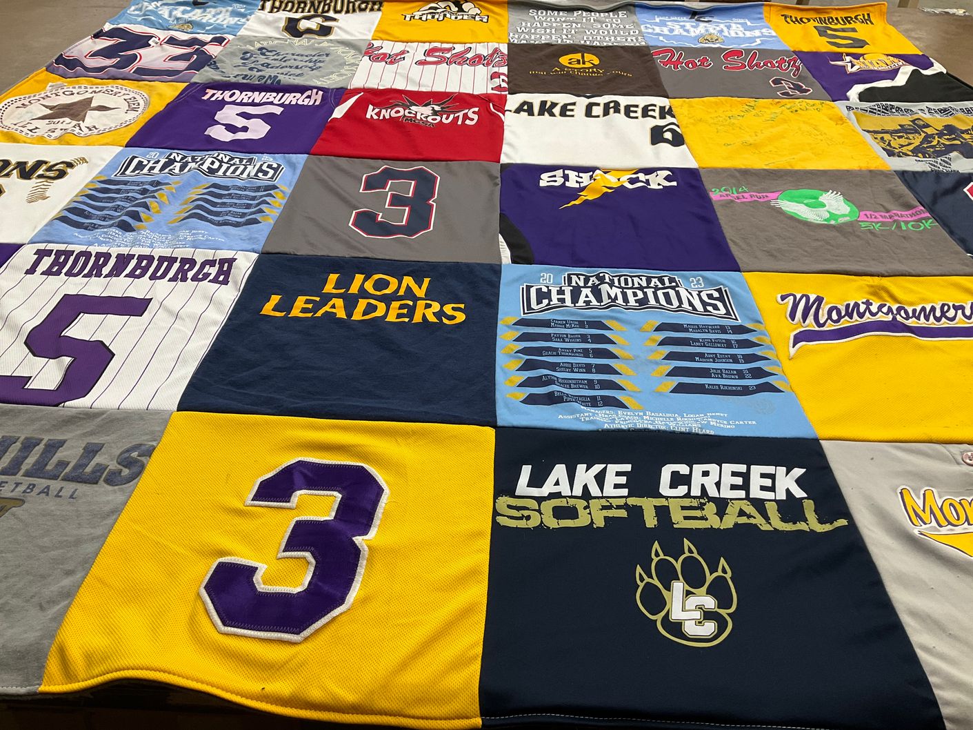 T-shirt quilt featuring lake creek college softball by gracie from TX