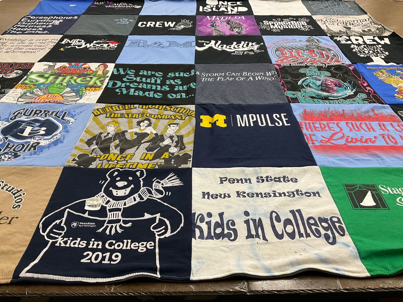 T-shirt quilt from burrell high school, penn state university by Maureen from PA