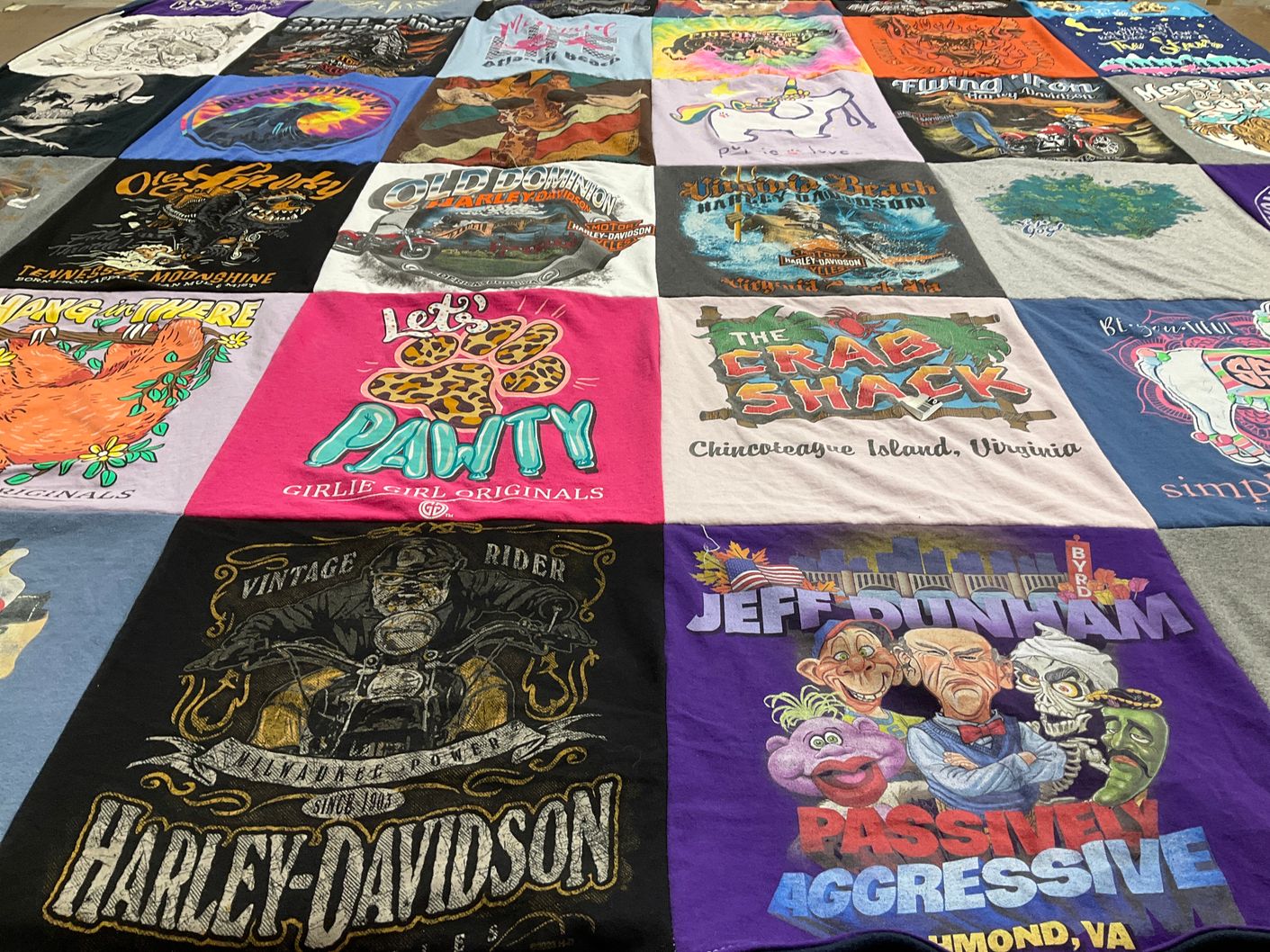 T-shirt quilt with motorcycles, beach themes by Jennifer from VA