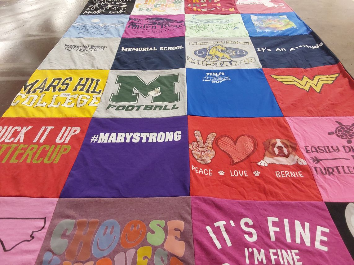 T-shirt quilt featuring mars hill college football by Peggy from CT