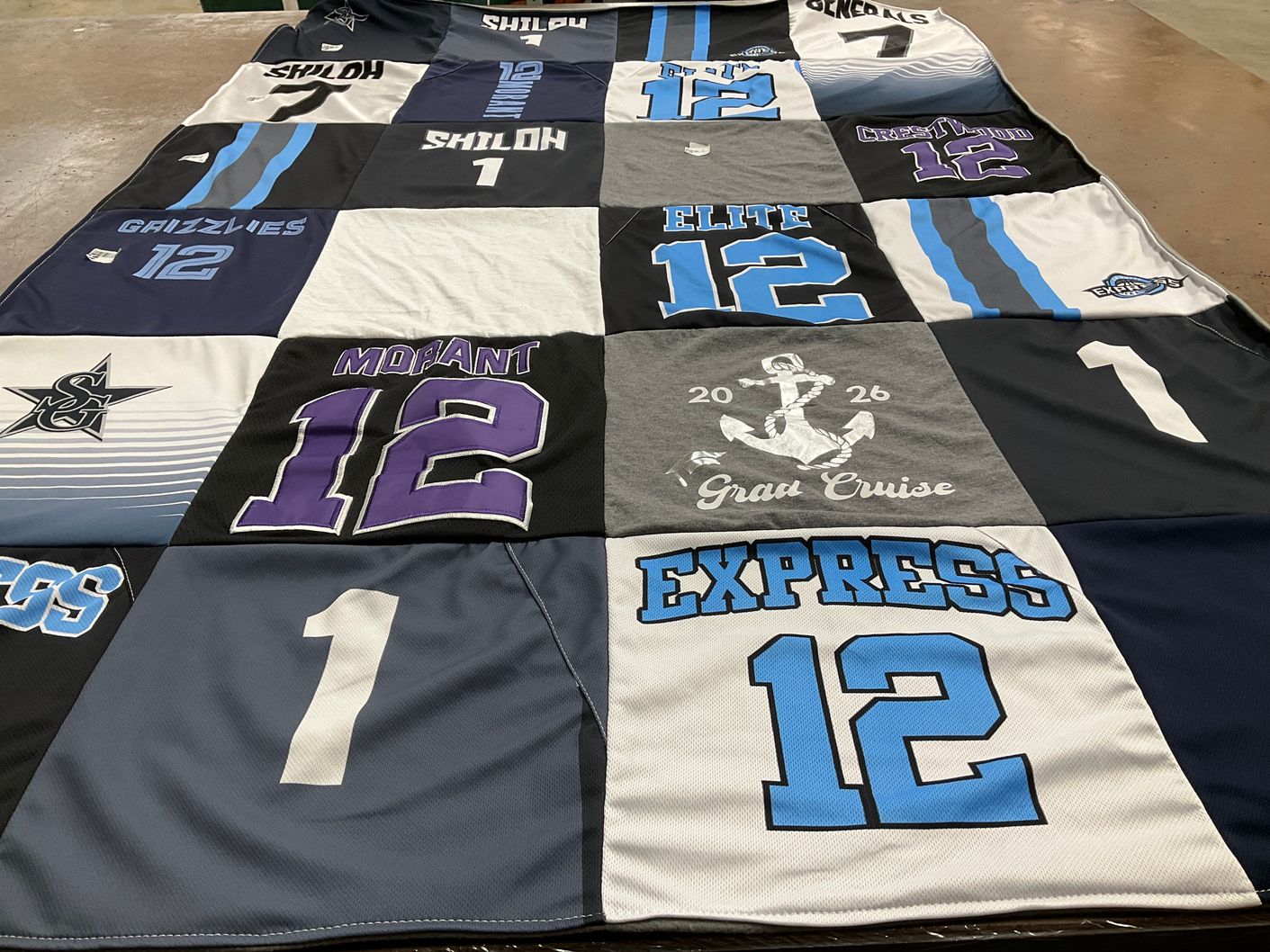 T-shirt quilt featuring mofant grizzlies, shiloh generals by Tamika from GA