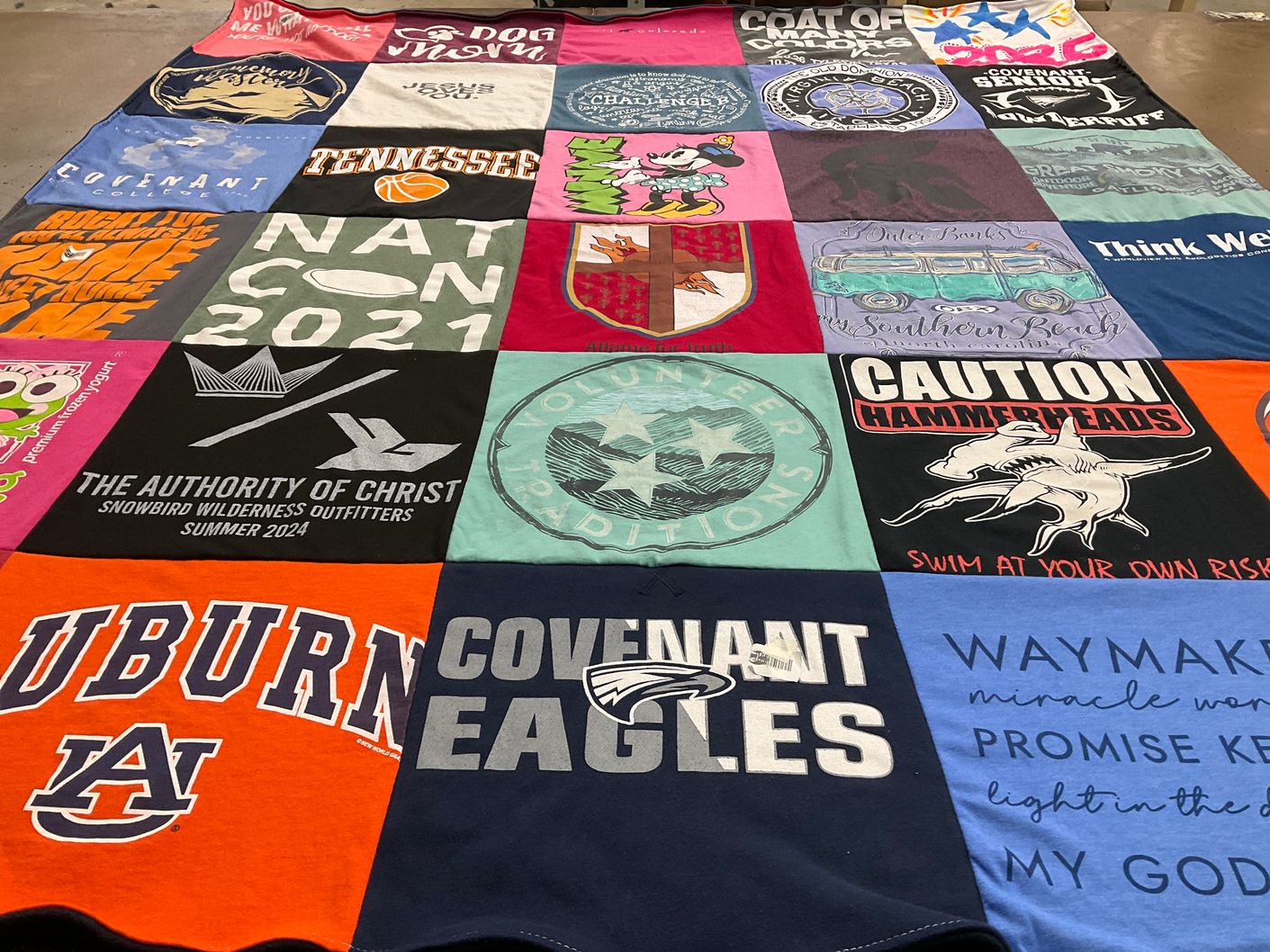 T-shirt quilt from auburn university, covenant college by Alayna from VA