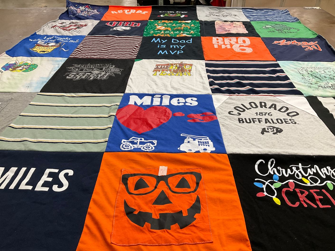 T-shirt quilt featuring university of colorado boulder buffaloes by Mandy from TX