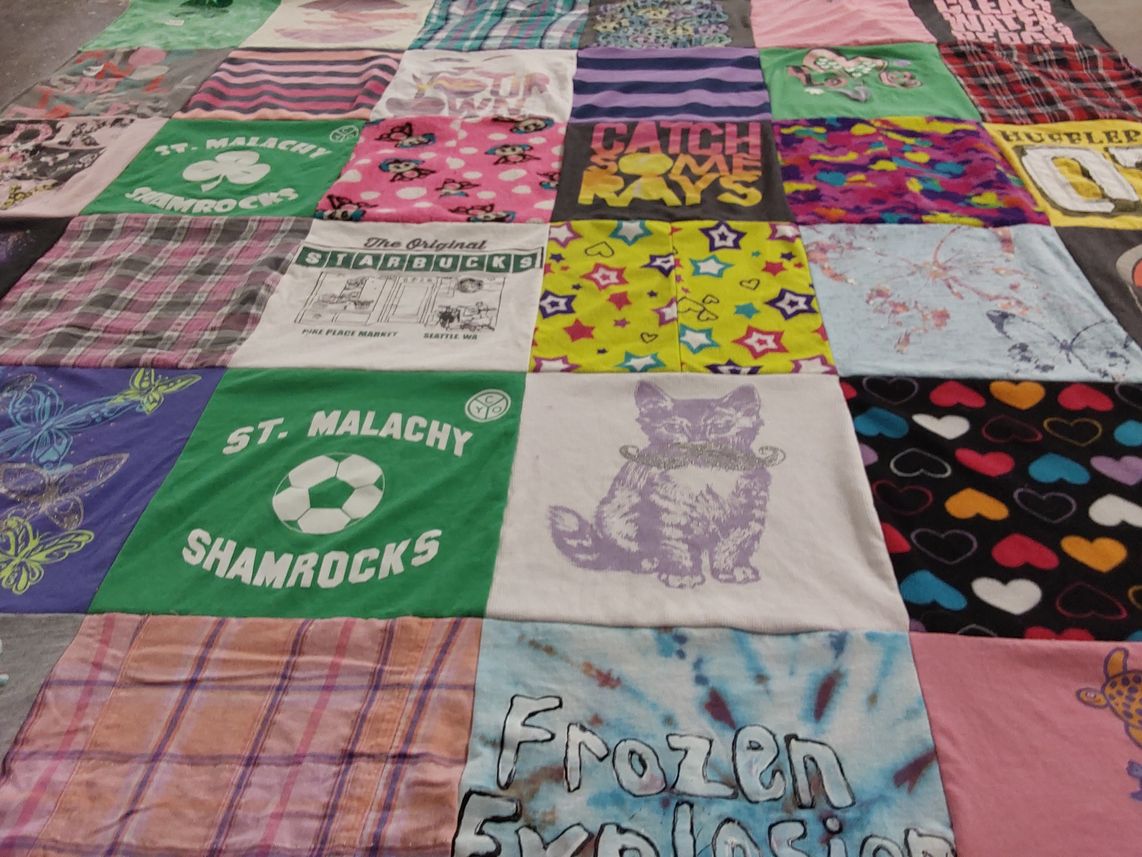T-shirt quilt featuring st malachy shamrocks soccer team by Janelle from IN