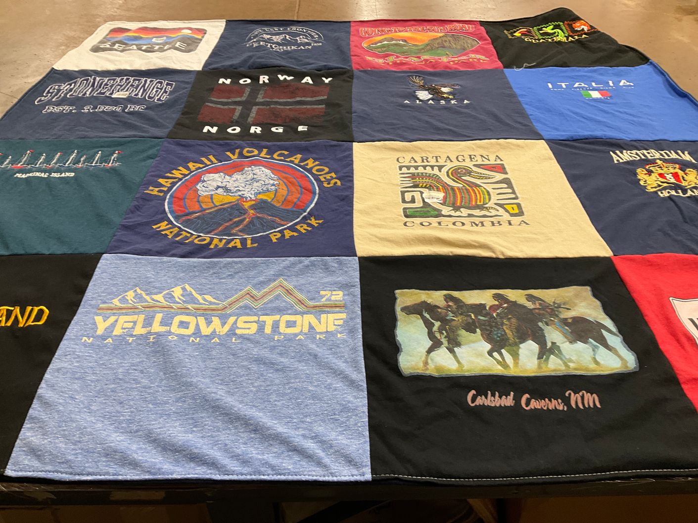 T-shirt quilt with travel, nature themes by James from TX