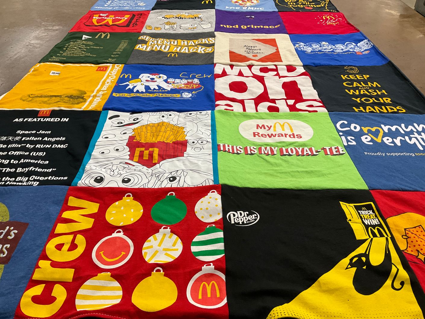 T-shirt quilt with fast food, marketing themes by Kealsey from WI
