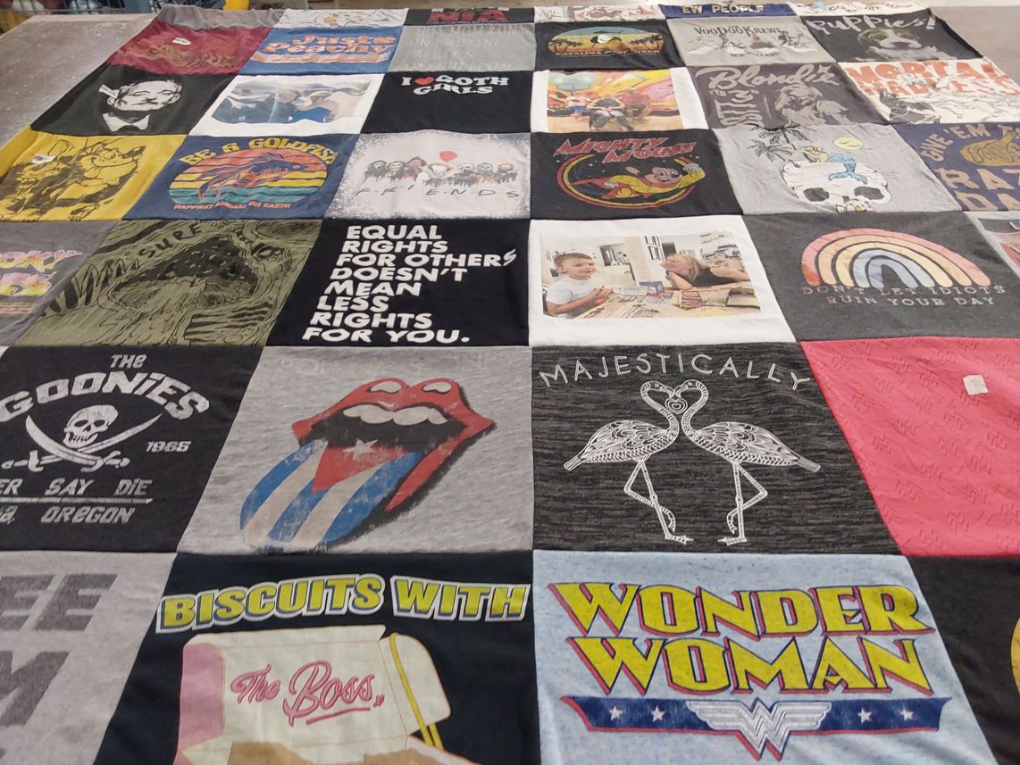 T-shirt quilt with music, movies themes by Ryan from AZ