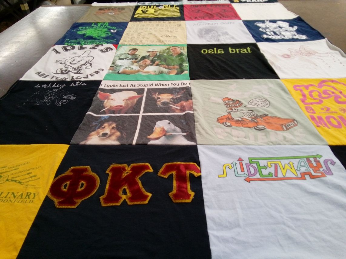 T-shirt quilt with food, animals themes by Drew from PA