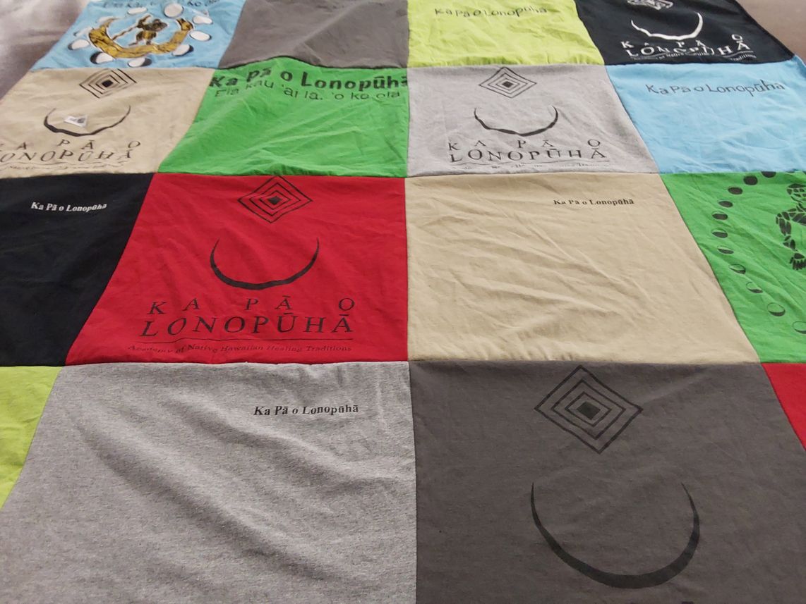T-shirt quilt with hawaiian culture, healing traditions themes by Marci from HI