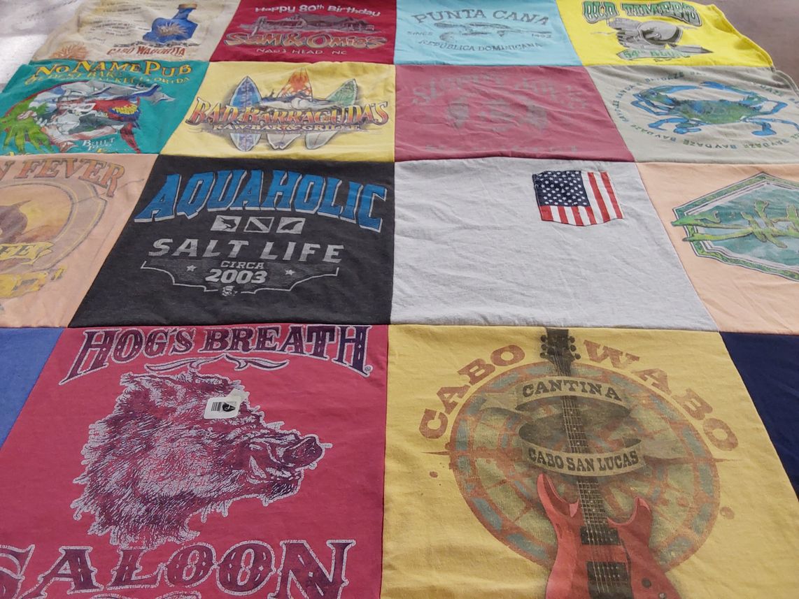 T-shirt quilt with beach, salty themes by Margaret from VA
