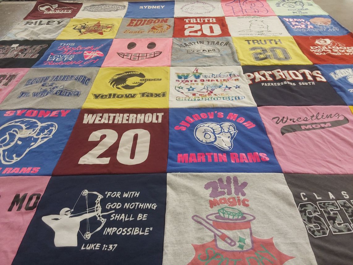 T-shirt quilt featuring martin rams, parkersburg south patriots by SYDNEY from OH