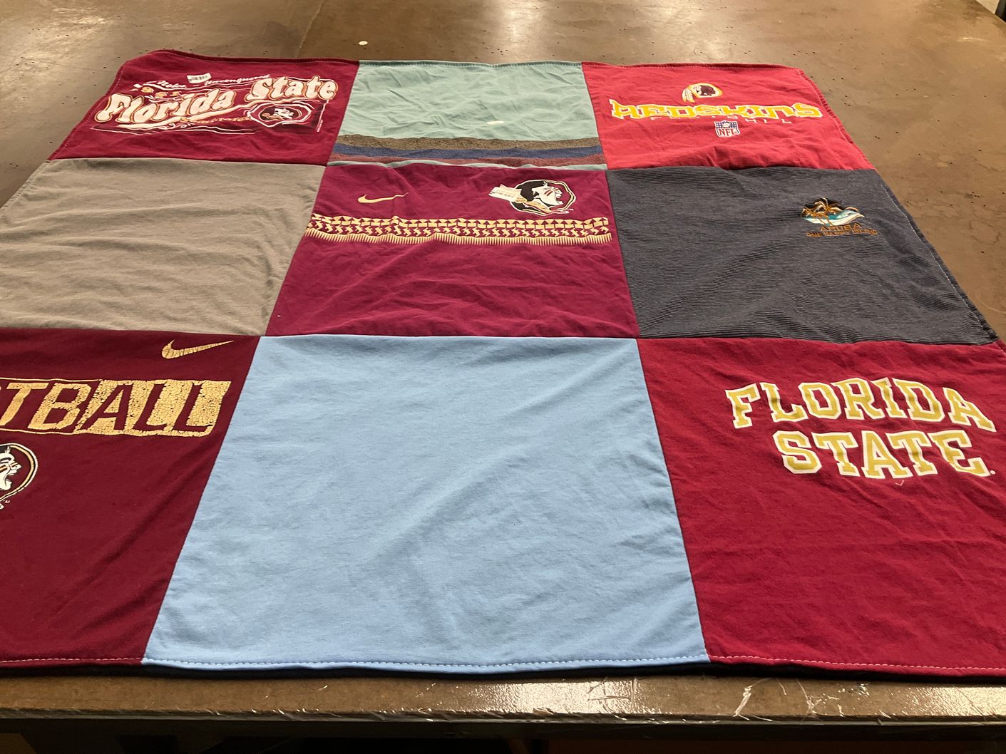 T-shirt quilt featuring florida state university football, washington redskins by Amanda from VA