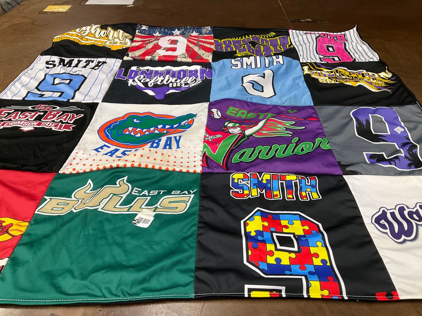 T-shirt quilt featuring east bay warriors, east bay bulls by Kelly from FL
