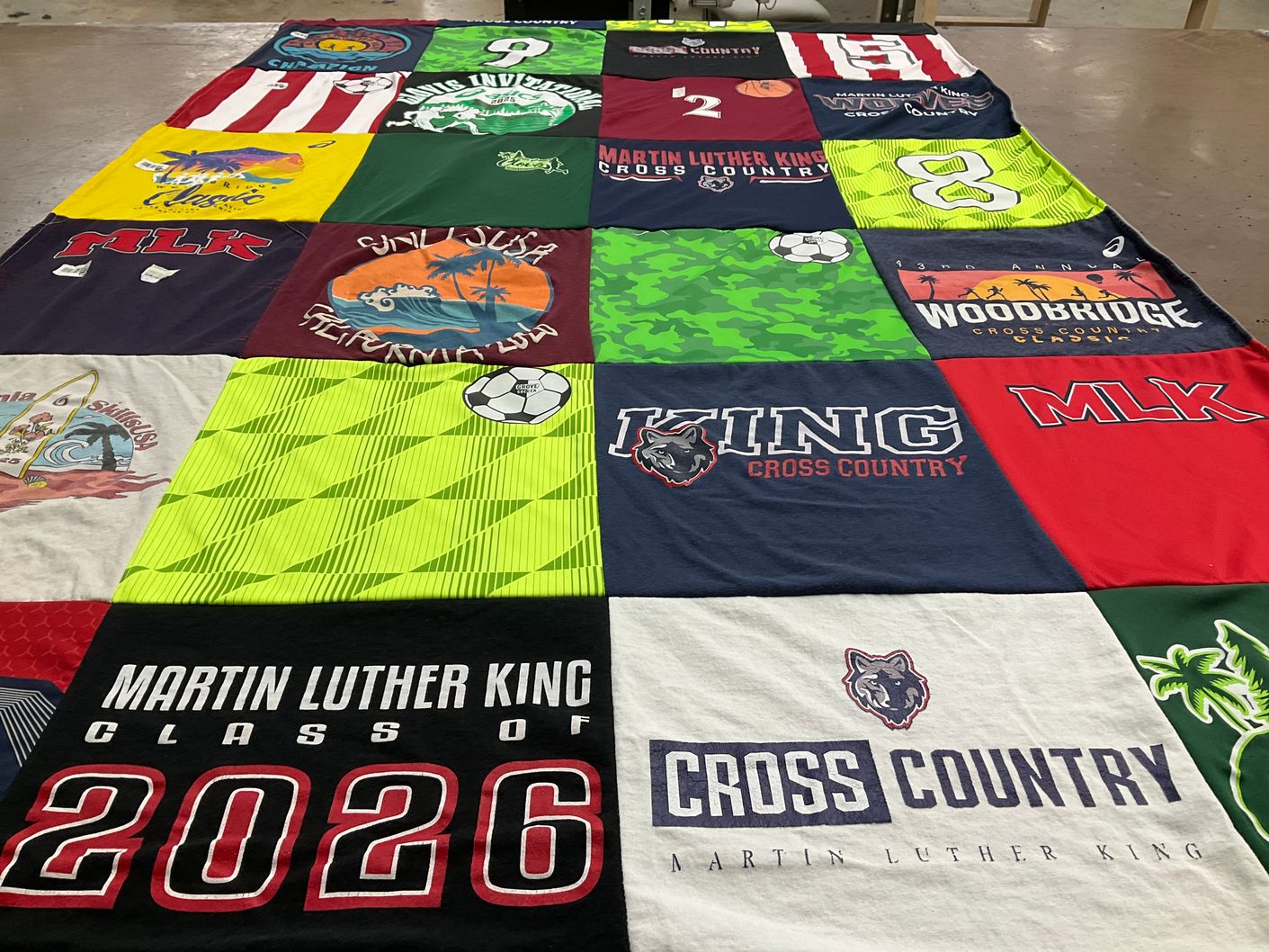 T-shirt quilt featuring woodbridge cross country team by Tawni from CA