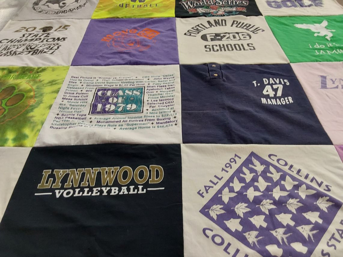 T-shirt quilt from lynnwood high school by Kammi from WA