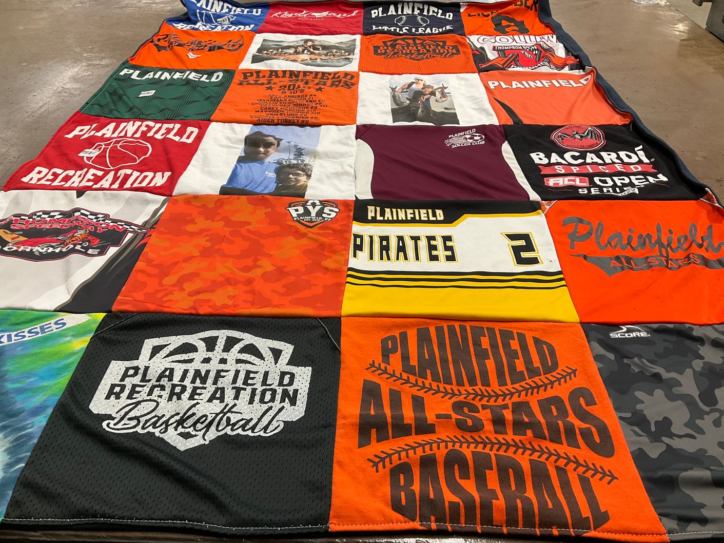 T-shirt quilt featuring plainfield pirates by Meghan from CT